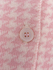 Houndstooth Pattern Cardigan in Off-White/Pink