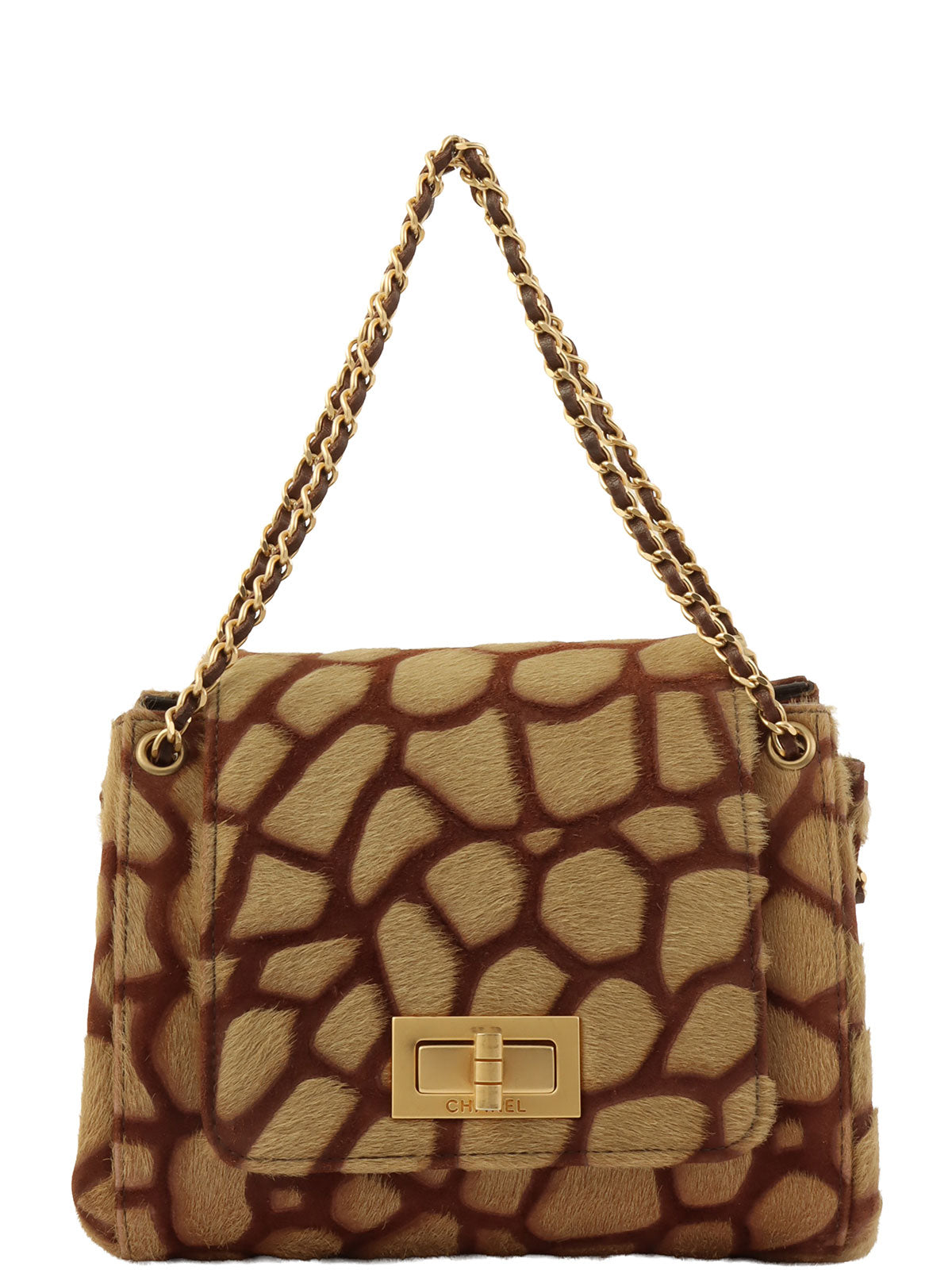 Circa 2000 Harakojiraffe Pattern 2.55 Chain Handbag, Beige