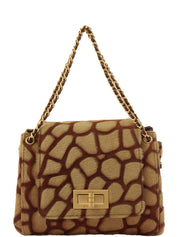 Circa 2000 Harakojiraffe Pattern 2.55 Chain Handbag, Beige