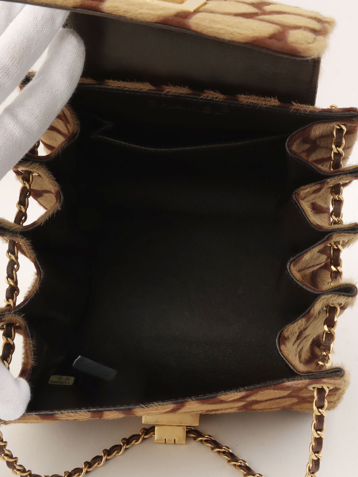 Circa 2000 Harakojiraffe Pattern 2.55 Chain Handbag, Beige