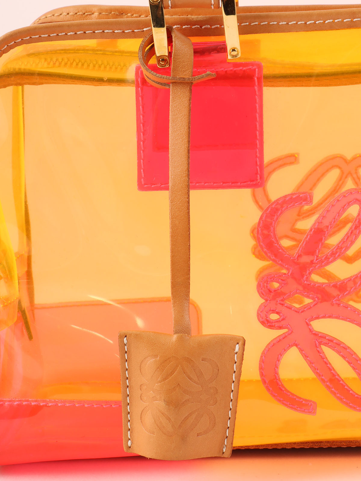 Anagram Amazona Clear Boston Bag in Orange/Pink