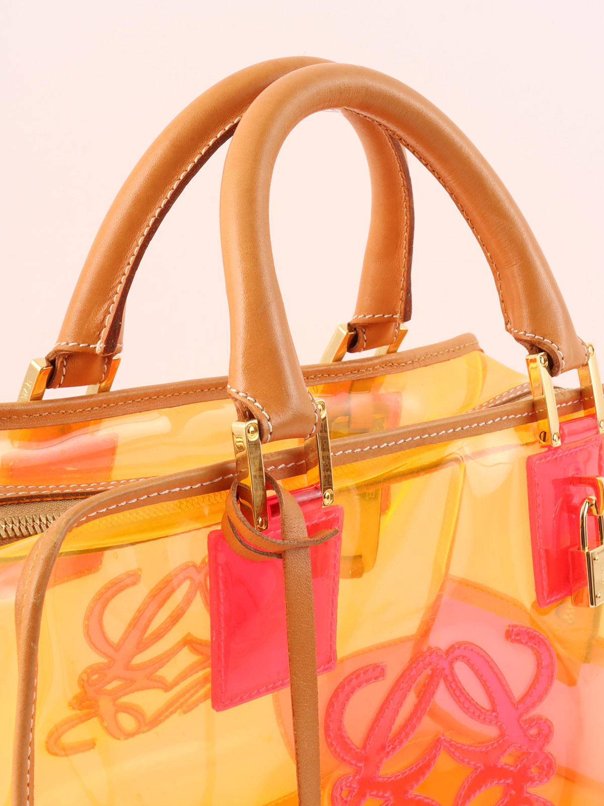 Anagram Amazona Clear Boston Bag in Orange/Pink