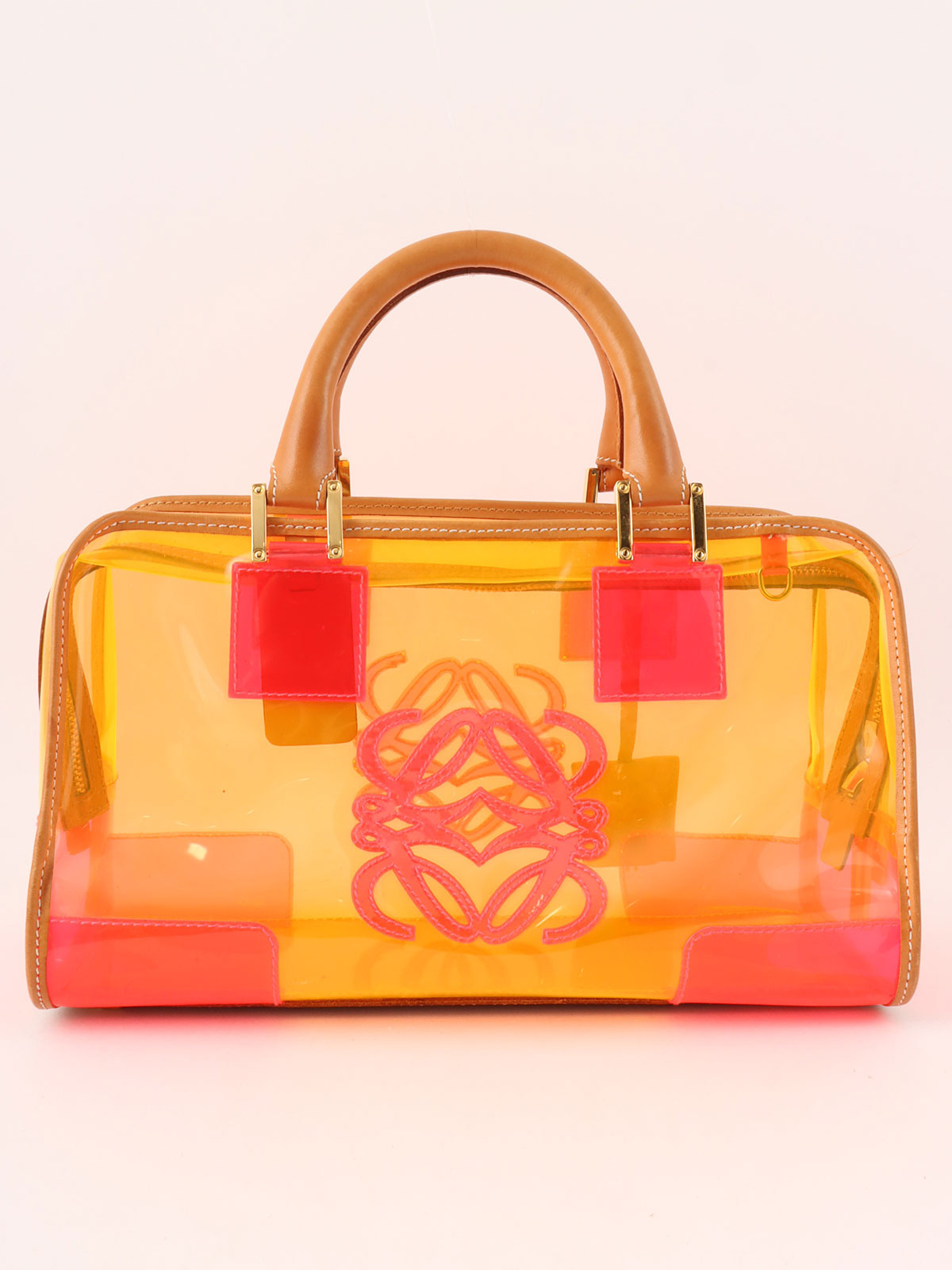 Anagram Amazona Clear Boston Bag in Orange/Pink