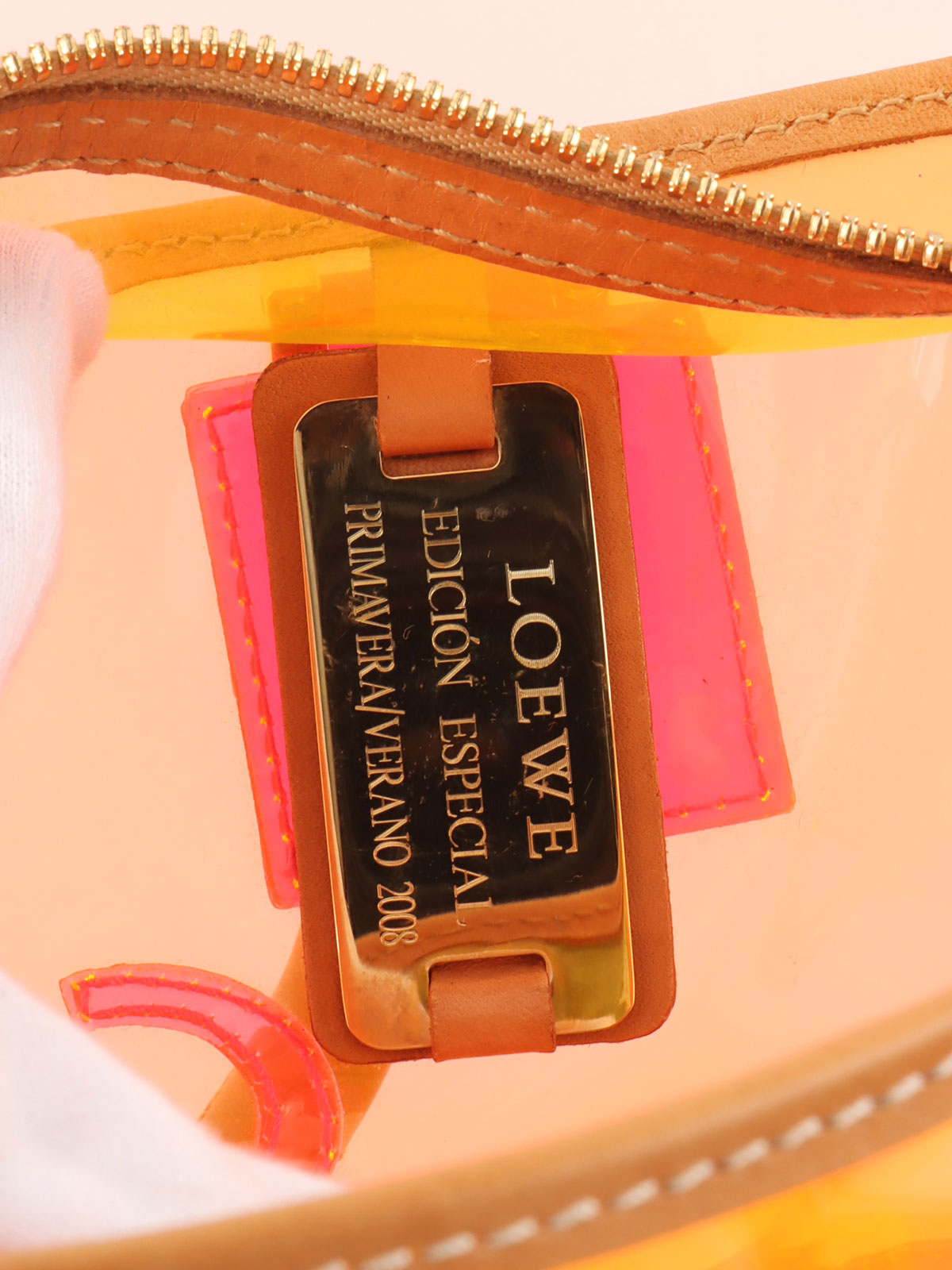 アナグラムアマソナクリアボストンバッグ オレンジ/ピンク