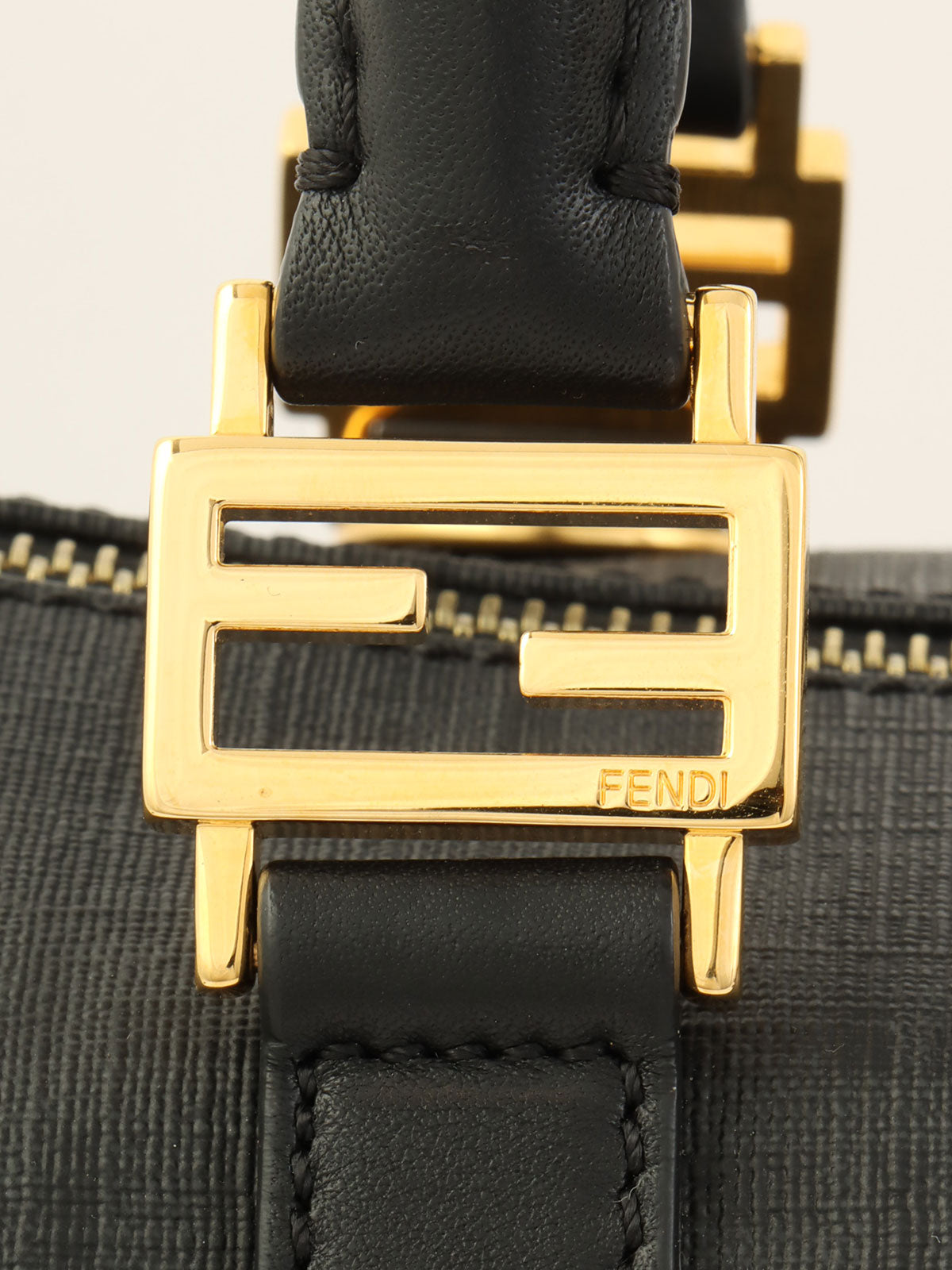 FF Zucchino Pattern Mini Boston Bag in Black