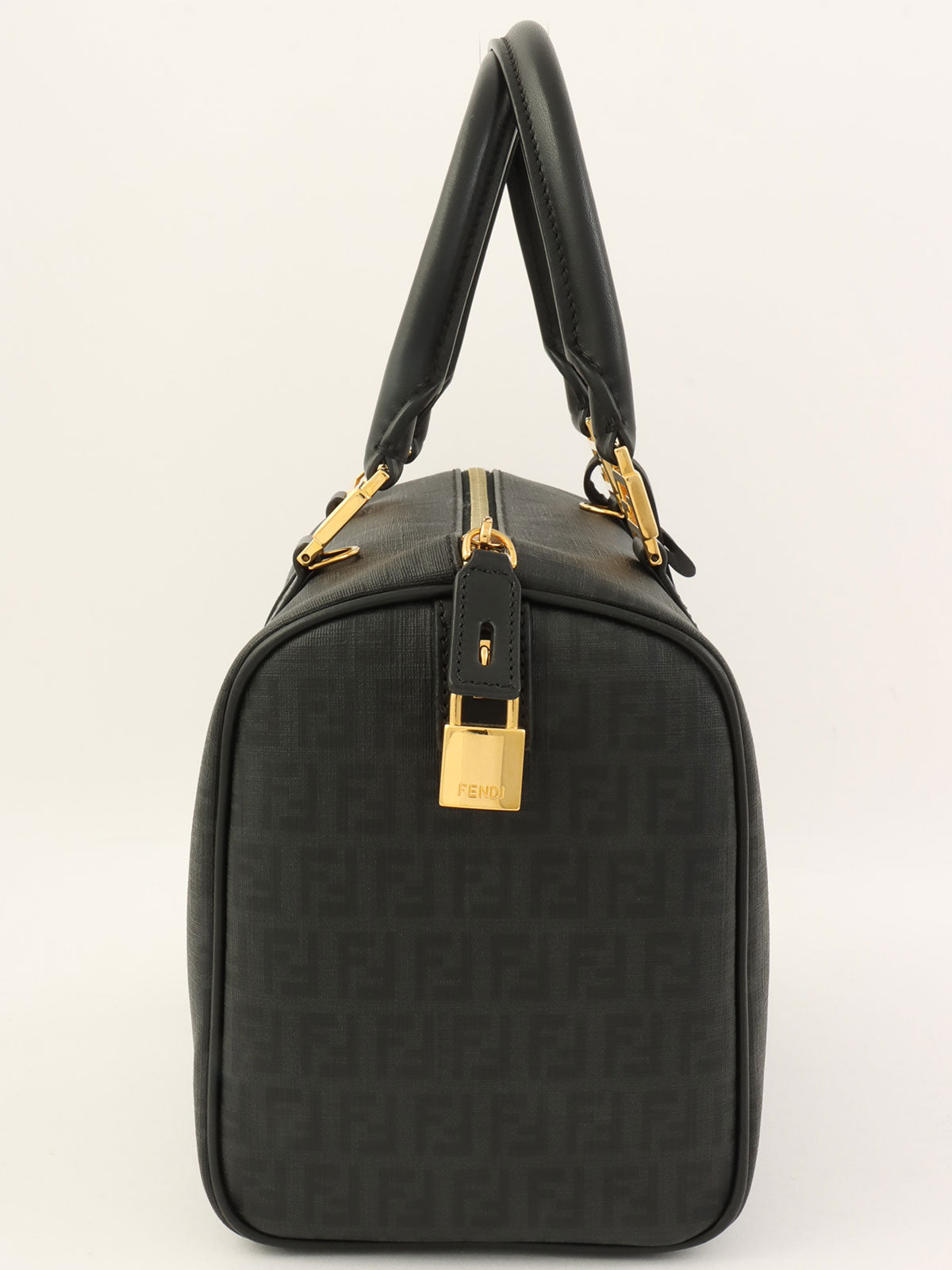 FF Zucchino Pattern Mini Boston Bag in Black