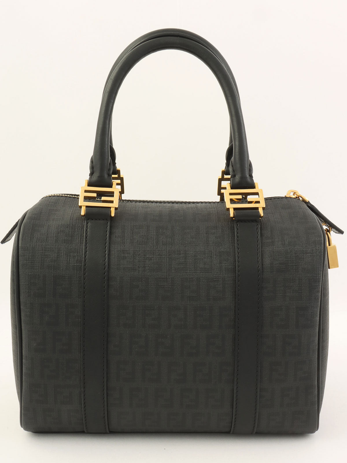 FF Zucchino Pattern Mini Boston Bag in Black