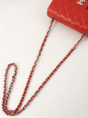 2014 Caviar Skin Matelasse Stitch CC Turnlock Chain Shoulder Bag in Red