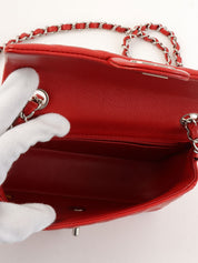 2014 Caviar Skin Matelasse Stitch CC Turnlock Chain Shoulder Bag in Red