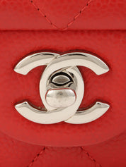 2014 Caviar Skin Matelasse Stitch CC Turnlock Chain Shoulder Bag in Red