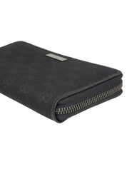 キャンバスGGパターンロゴプレートジップロングウォレット ブラック