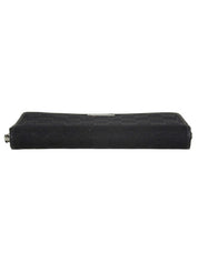 Canvas GG Pattern Logo Plaque Zip Long Wallet Black