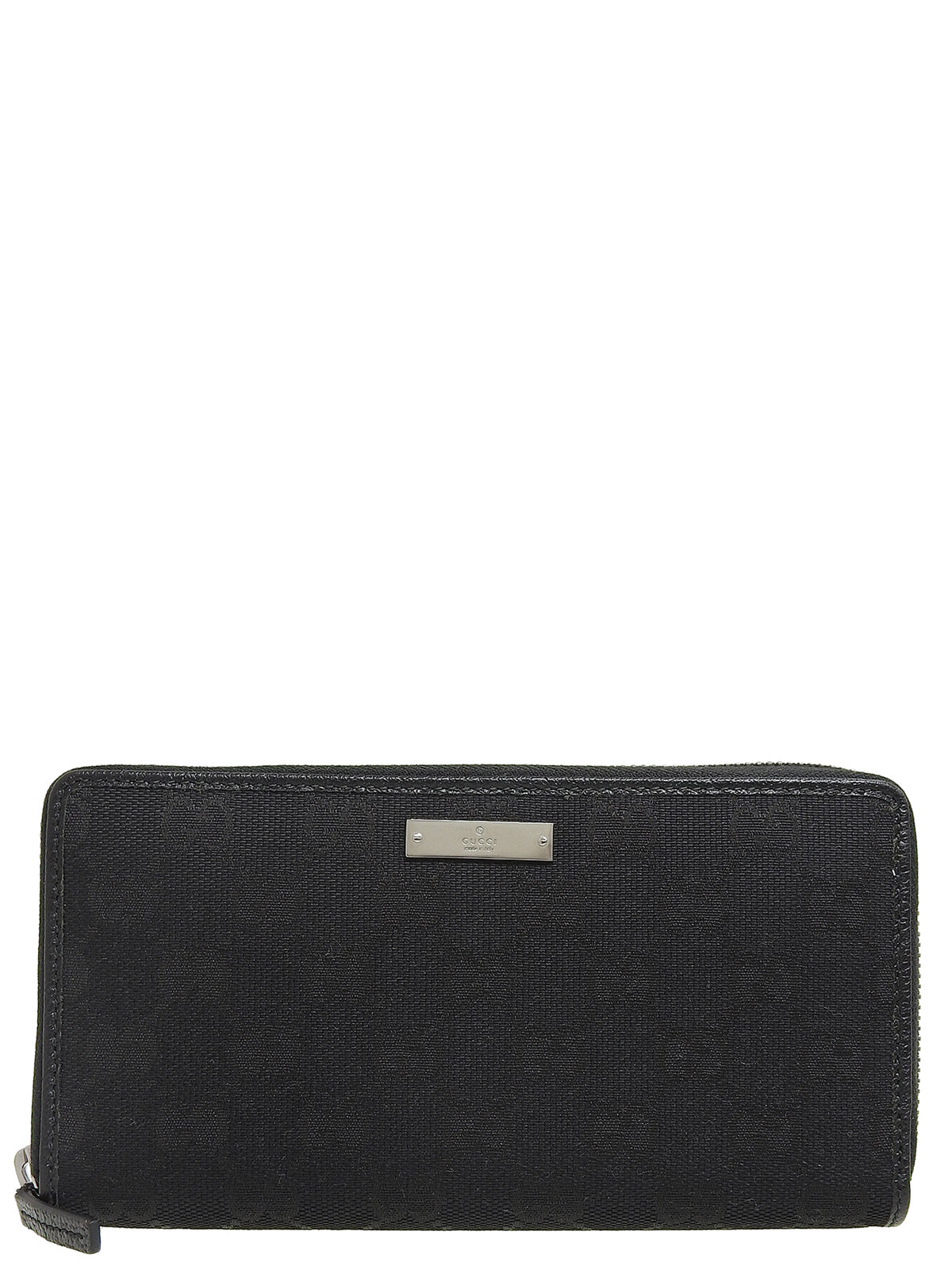 キャンバスGGパターンロゴプレートジップロングウォレット ブラック