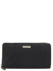 キャンバスGGパターンロゴプレートジップロングウォレット ブラック