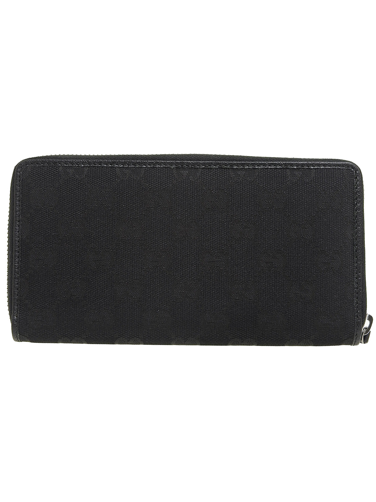 Canvas GG Pattern Logo Plaque Zip Long Wallet Black