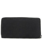 Canvas GG Pattern Logo Plaque Zip Long Wallet Black