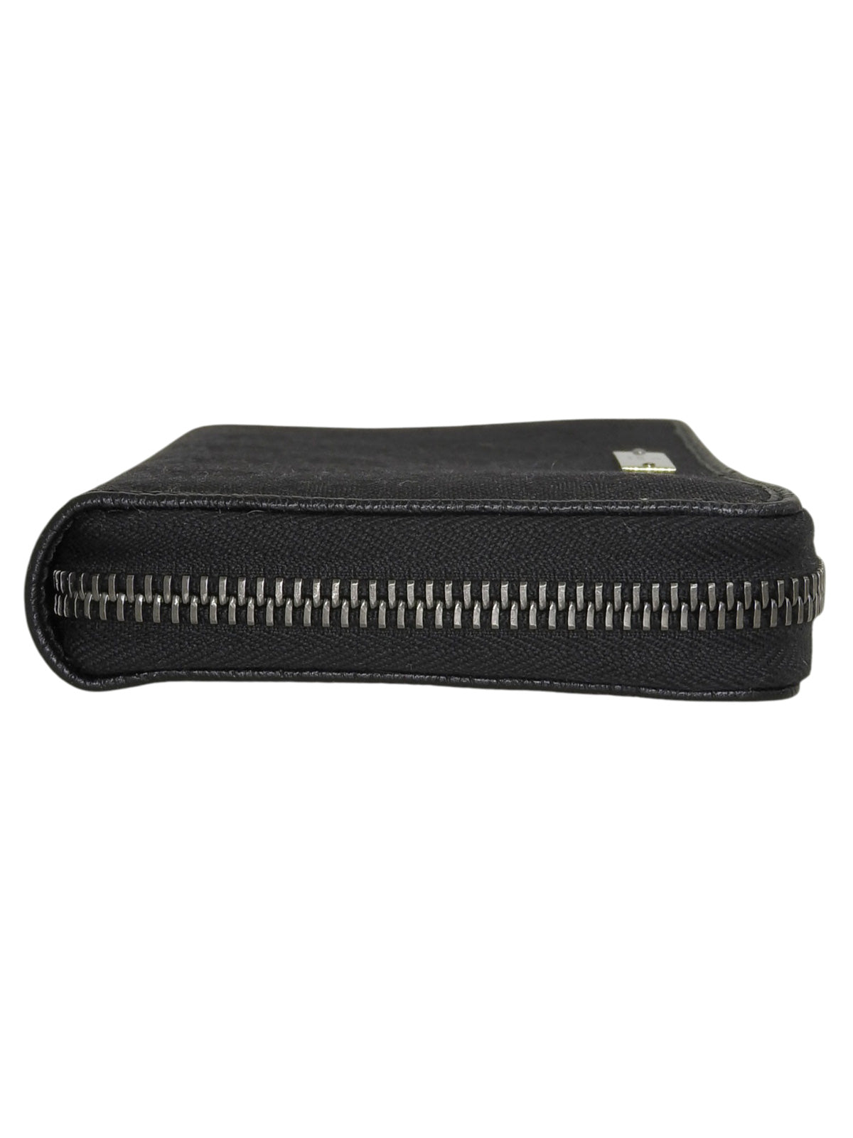 帆布 GG 图案徽标牌拉链长款钱包 黑色