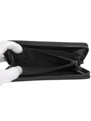 Canvas GG Pattern Logo Plaque Zip Long Wallet Black