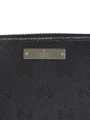 帆布 GG 图案徽标牌拉链长款钱包 黑色