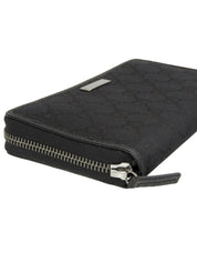 キャンバスGGパターンロゴプレートジップロングウォレット ブラック