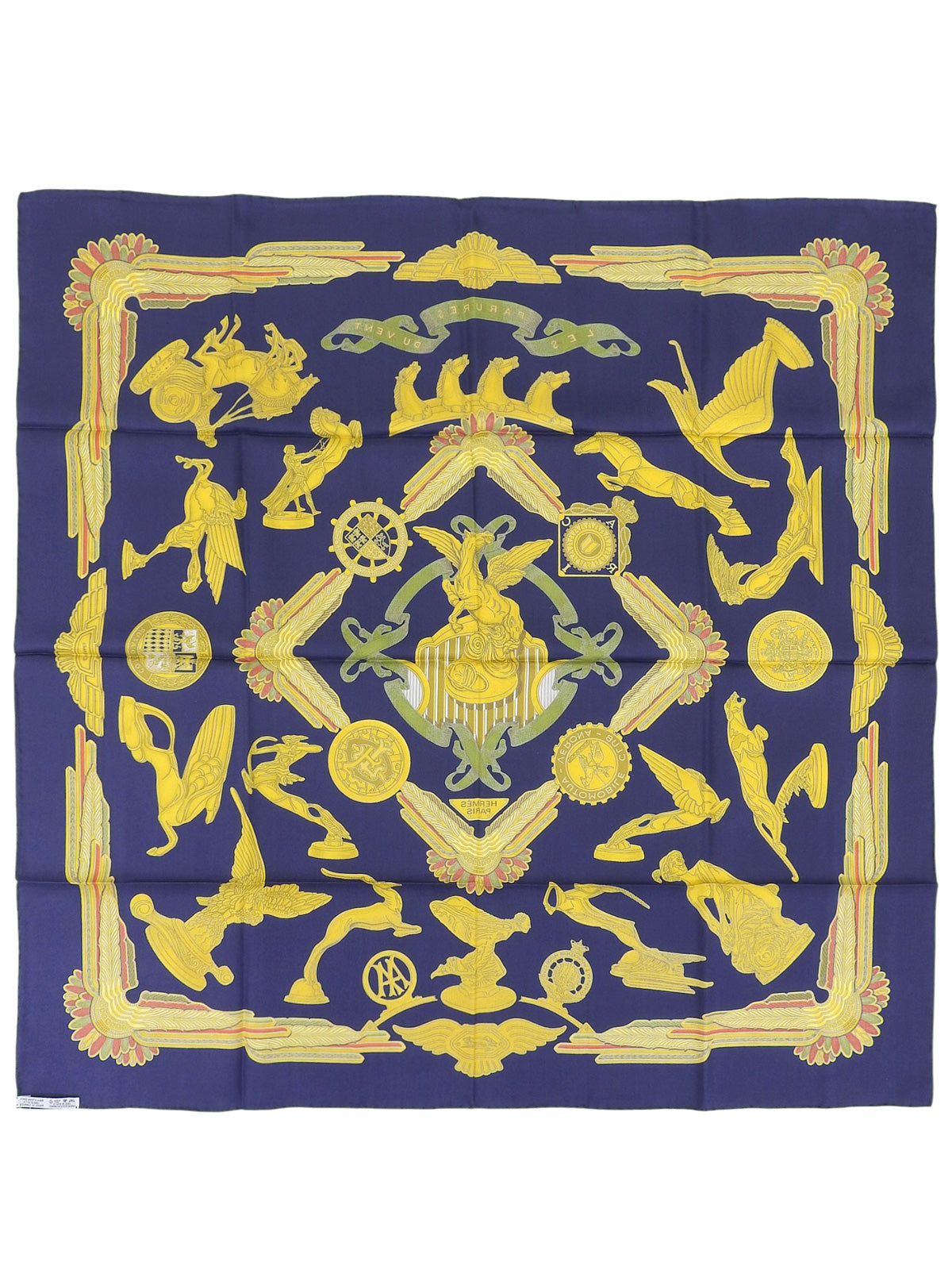 カレ90　Les Parures Du Ventパターンスカーフ　ダークネイビー／マルチ