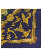 カレ90　Les Parures Du Ventパターンスカーフ　ダークネイビー／マルチ