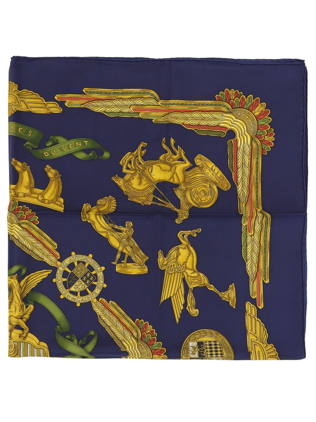 カレ90　Les Parures Du Ventパターンスカーフ　ダークネイビー／マルチ