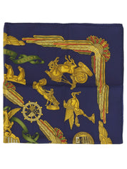 カレ90　Les Parures Du Ventパターンスカーフ　ダークネイビー／マルチ