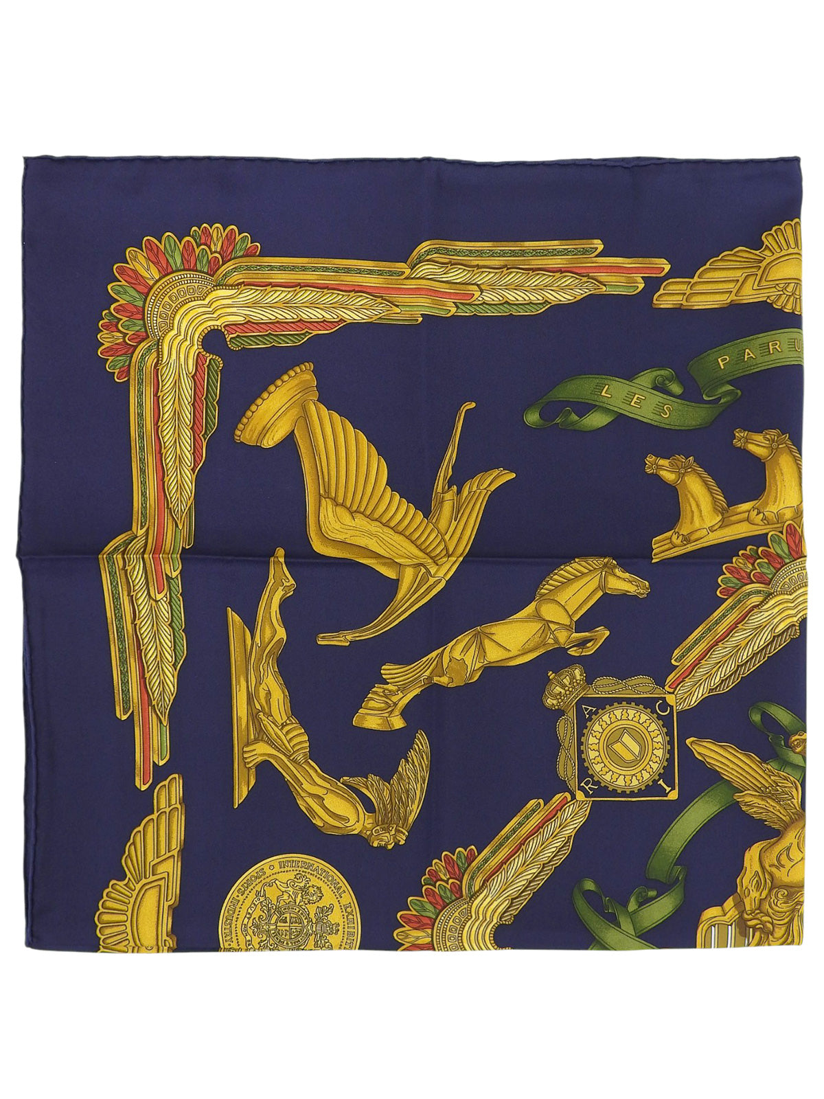 カレ90　Les Parures Du Ventパターンスカーフ　ダークネイビー／マルチ