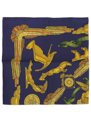 カレ90　Les Parures Du Ventパターンスカーフ　ダークネイビー／マルチ