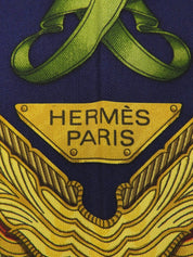 カレ90　Les Parures Du Ventパターンスカーフ　ダークネイビー／マルチ