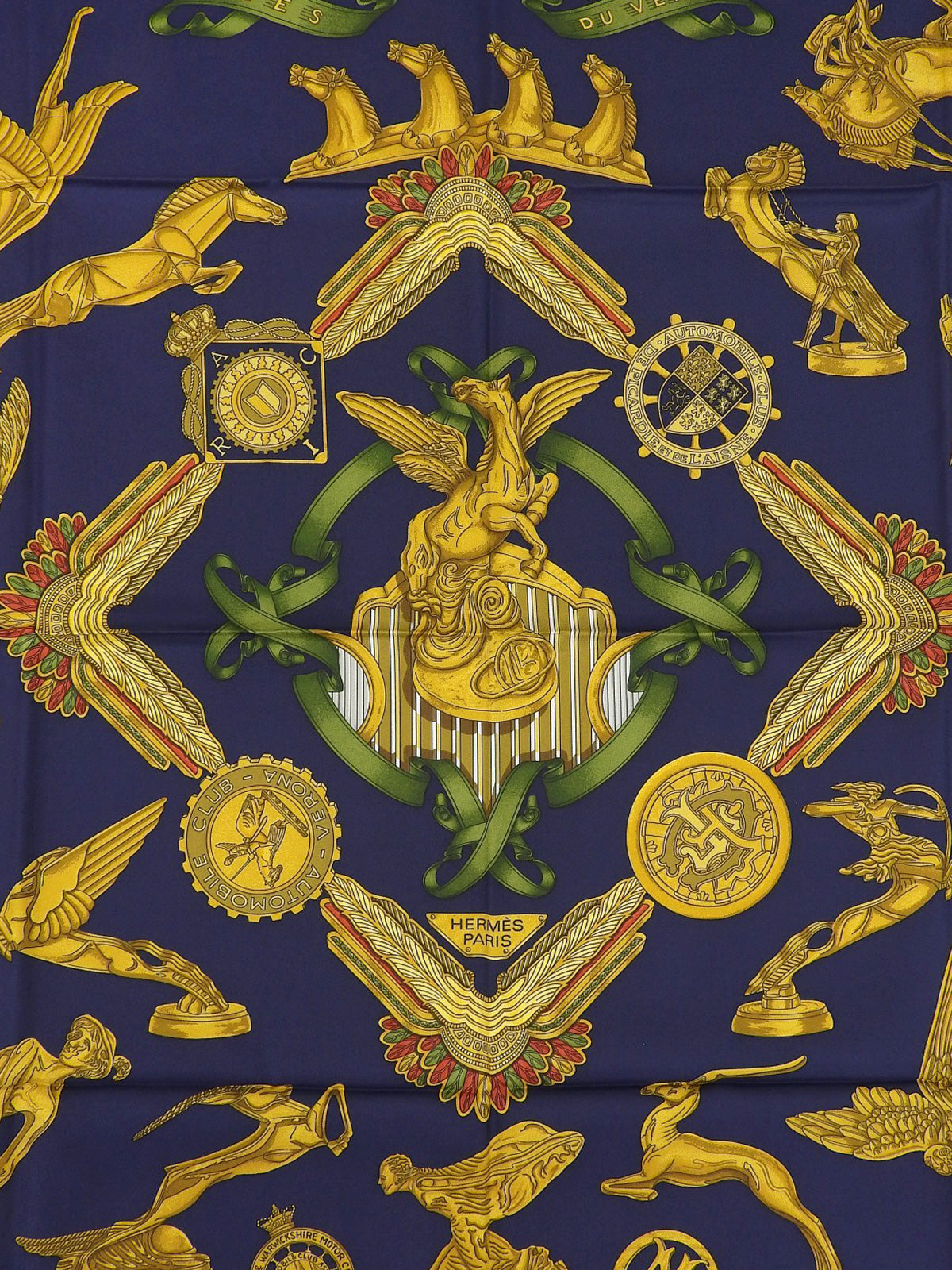 カレ90　Les Parures Du Ventパターンスカーフ　ダークネイビー／マルチ