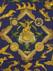 カレ90　Les Parures Du Ventパターンスカーフ　ダークネイビー／マルチ