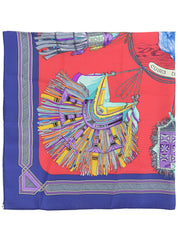 Carré 90 Cuirs du Desert 图案围巾 红色/多色