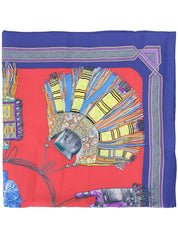 カレ90 cuirs du desertパターンスカーフ レッド/マルチ