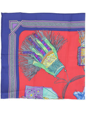 カレ90 cuirs du desertパターンスカーフ レッド/マルチ