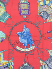 カレ90 cuirs du desertパターンスカーフ レッド/マルチ