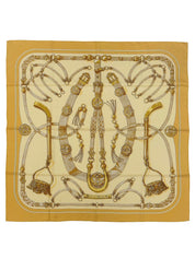 カレ90 Gaucho Par Hermes Paris ベージュ/オレンジ