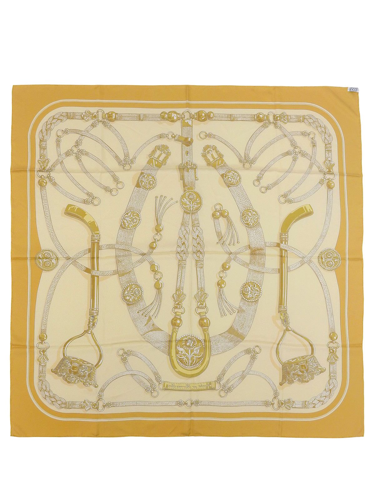 カレ90 Gaucho Par Hermes Paris ベージュ/オレンジ