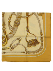 カレ90 Gaucho Par Hermes Paris ベージュ/オレンジ