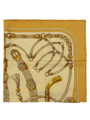 カレ90 Gaucho Par Hermes Paris ベージュ/オレンジ