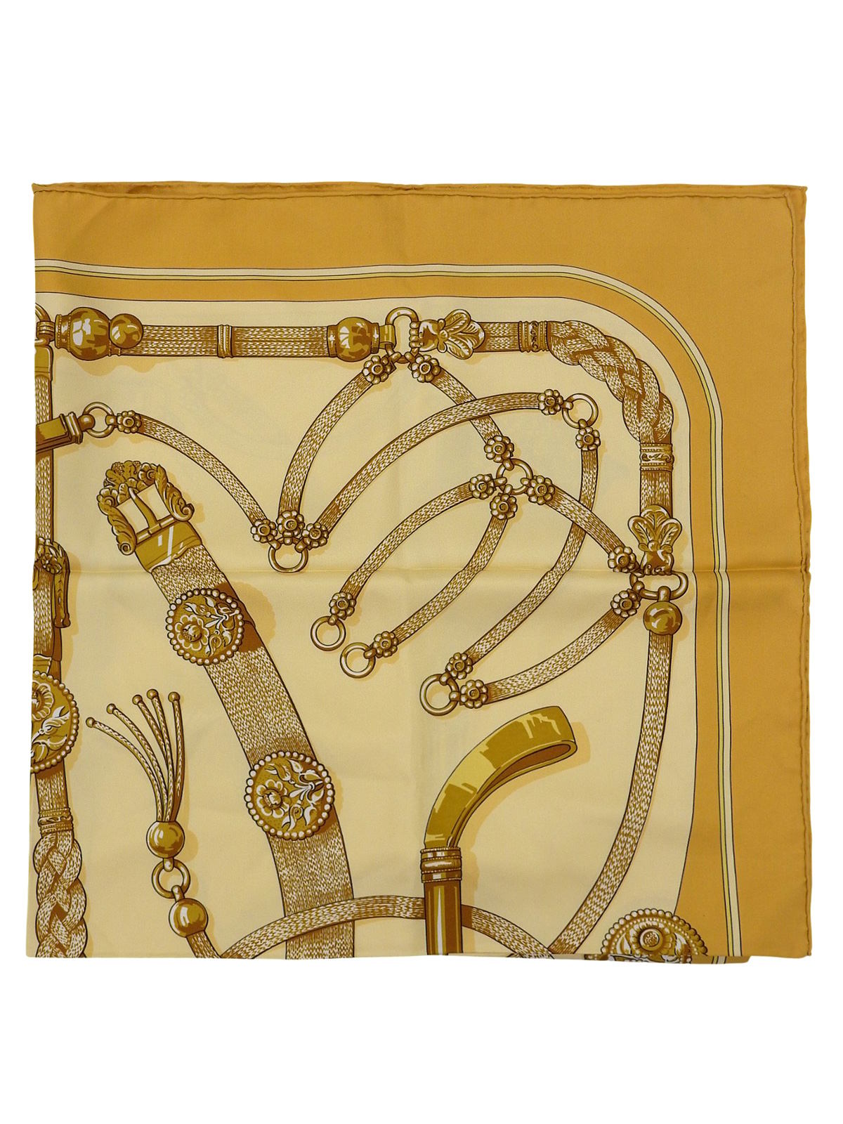 カレ90 Gaucho Par Hermes Paris ベージュ/オレンジ