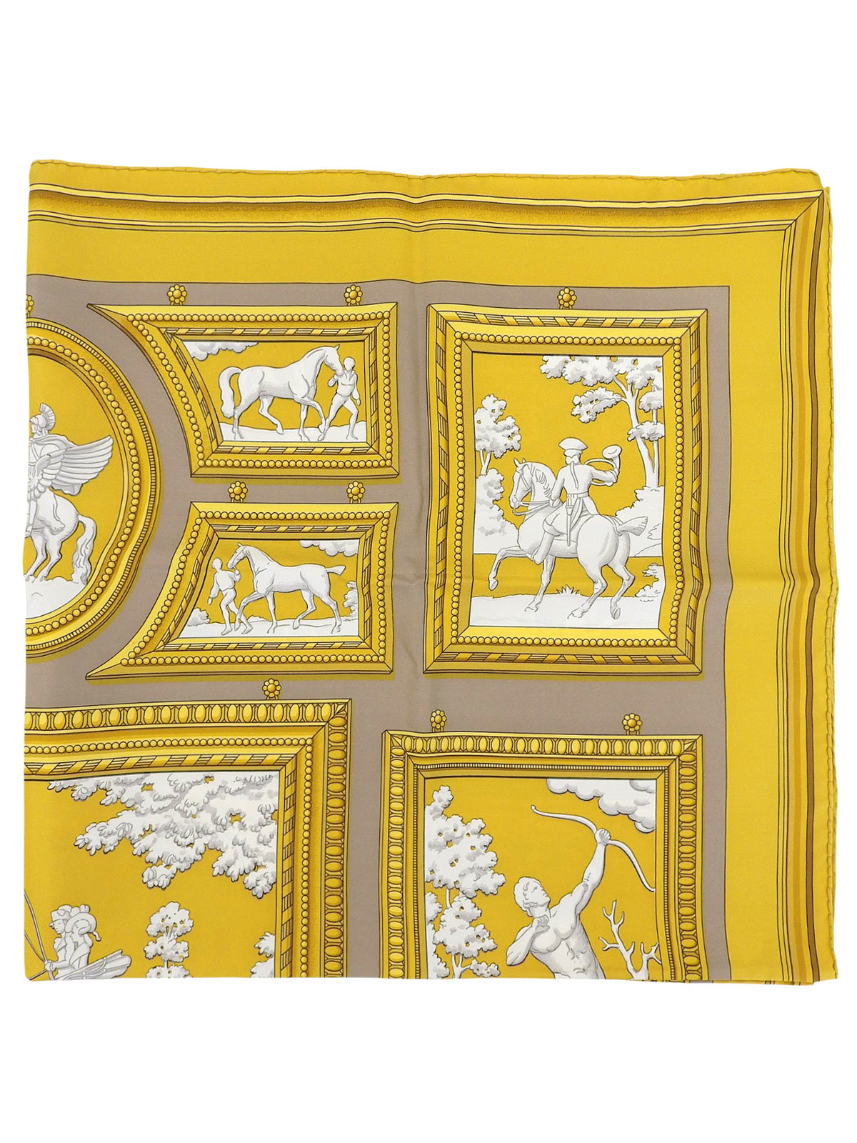 Carré 90 Wedgwood Pattern Scarf Yellow/Brown