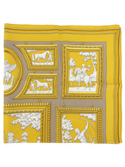 Carré 90 Wedgwood Pattern Scarf Yellow/Brown