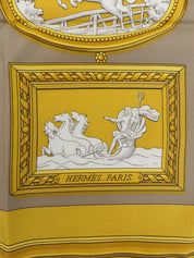 Carré 90 Wedgwood Pattern Scarf Yellow/Brown