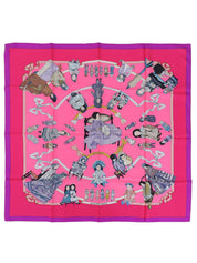 Carré 90 Hello Dolly Pattern Scarf Pink/Purple