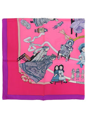Carré 90 Hello Dolly Pattern Scarf Pink/Purple