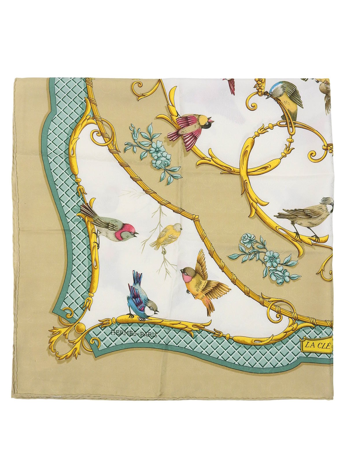 Carré 90 La Cle des Champs Beige/White