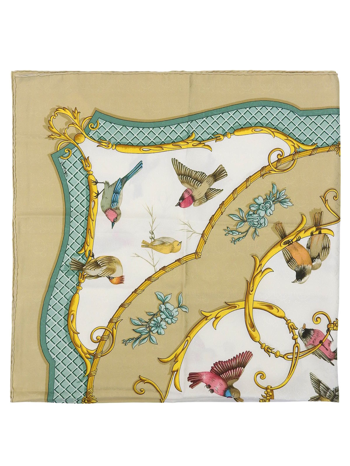 Carré 90 La Cle des Champs Beige/White