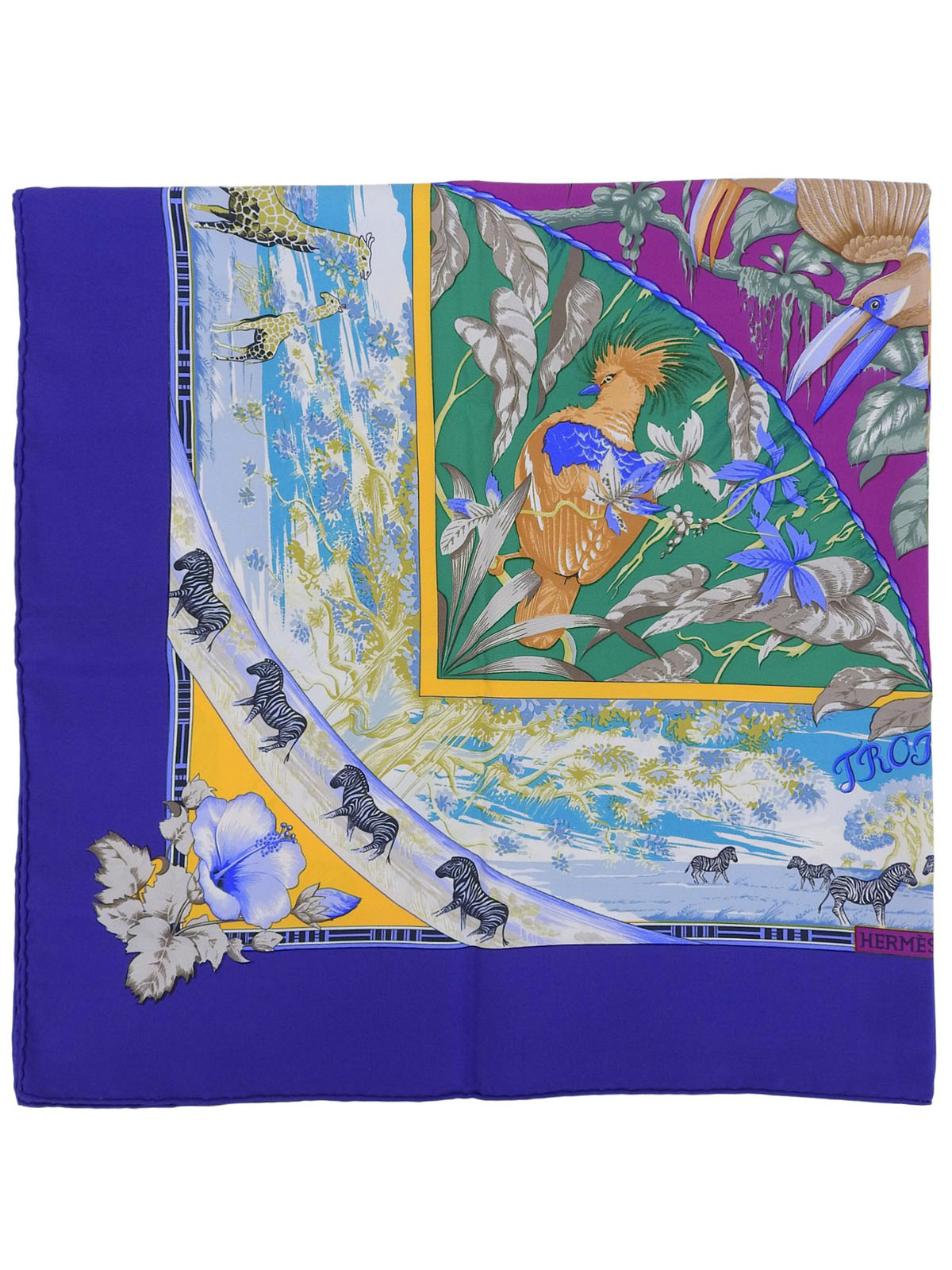 Carré 90 Tropiques 图案围巾 蓝色/多色